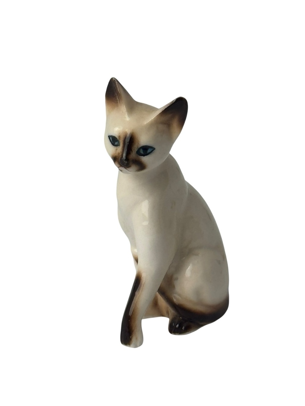 Glossy Siamese Bona China Cat Figurine 2.25”
